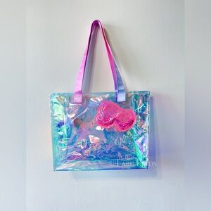Hello Kitty Cafe Iridescent Platic Tote Bag Confetti Sanrio 50th Anniversary